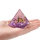 オルゴナイトピラミッド樹脂ディスプレイ装飾  金箔と天然アメジストのチップを内側に  ホームオフィスデスク用  50x50x51.5mm DJEW-I017-01A-4