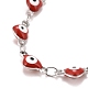 Coeur en émail avec bracelet chaînes à maillons mauvais œil BJEW-P271-07P-01-2