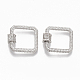 Brass Micro Pave Clear Cubic Zirconia Screw Carabiner Lock Charms ZIRC-T010-06P-2