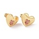 Pink Cubic Zirconia Heart Stud Earrings EJEW-C008-15G-1