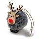 Christmas Themed Plush & Wood Deer Ball Pendant Decoration HJEW-E008-01C-1