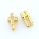 Fashionable Hollow Cross Brass Micro Pave Cubic Zirconia Beads ZIRC-N002-80G-1