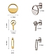 6Pairs 6 Style Half Round & Safety Pin & Key 304 Stainless Steel Stud Earrings for Women EJEW-SZ0001-64-7