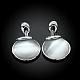 Real Platinum Plated Flat Round Tin Alloy Cat Eye Dangle Earrings EJEW-BB06214-P-2