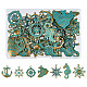Superfindings 42 Uds. 7 estilos colgantes de aleación con tema oceánico pátina verde caballito de mar brújula colgante colgante de pez de metal dijes para collar pulsera fabricación de joyas FIND-FH0006-32-1