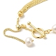 Pulseras de eslabones de perlas ovaladas naturales BJEW-C051-56G-3