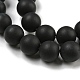 Frosted natürliche schwarze Achat runde Perlen Stränge G-N0151-11-10mm-3