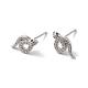 Rack Plating Brass Micro Pave Clear Cubic Zirconia Snake Stud Earrings EJEW-F301-19-3