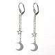 Moon and Star Stainless Steel Dangle Leverback Earrings EJEW-JE01747-1