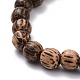 Bracciale elasticizzato con perline tonde in legno di bodhi naturale cerato BJEW-JB07099-01-6