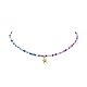 304 collier pendentif étoile en acier inoxydable avec chaînes de perles de verre pour femme NJEW-JN04290-3
