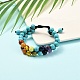 Round Synthetic Turquoise(Dyed) & Mixed Stone Braided Bead Bracelet for Girl Wome BJEW-JB06961-03-2