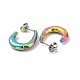 Chapado en iones (ip) color del arco iris 304 aretes de croissant de acero inoxidable EJEW-G293-27M-2