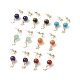 7 paires de boucles d'oreilles pendantes en perles de pierres précieuses mélangées naturelles de style 7 EJEW-JE05058-1