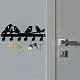 鉄の壁に取り付けられたフックハンガー  6つのフックが付いている装飾的なオーガナイザーラック  バッグ服用キースカーフハンギングホルダー  鳥の模様  ガンメタ色  10x27cm AJEW-WH0156-099-5