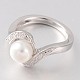 Simple Fashion Sterling Silver Cubic Zirconia Pearl Rings STER-K012-04-2