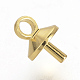 真鍮カップパールヒートンキャップピンペンダント  片穴パーツ用  ゴールドカラー  7x5x5mm  穴：1.5mm  ピン：1mm X-KK-R071-10G-3