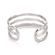 304 Stainless Steel Triple Line Open Cuff Ring for Women RJEW-C025-12P-2