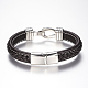Men's Braided Leather Cord Bracelets BJEW-H559-21-4