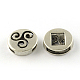 Flat Round Tibetan Style Alloy Slide Charms TIBE-R310-07AS-NR-1