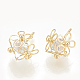 Brass Cubic Zirconia Stud Earrings KK-T029-16G-1
