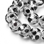 Chapelets de perles d'argent au chalumeau fait main, ronde, motif de points de polka, noir, 12mm, trou: 1 mm, 25 perle / Chapelet, 11.2 pouces