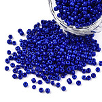 Perles de rocaille en verre, opaque graine de couleurs, petites perles artisanales pour la fabrication de bijoux bricolage, ronde, bleu, 2mm, Trou: 1 mm, environ 30000 pcs / livre