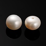 Natur kultivierten Süßwasser Perlen, Hälfte gebohrt, Rondelle Biskuit, 8.8~9x8 mm, Bohrung: 0.8 mm