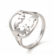 304 anillo ajustable de acero inoxidable para mujer. RJEW-B027-04P