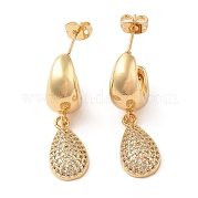 Серьги-гвоздики из латуни с микро-паве EJEW-G394-15G