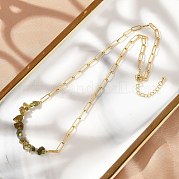 Ожерелья из бисера с натуральным ларвикитом NJEW-C070-04G-02