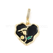 Подвески из латуни с эмалью и микропаве из циркония KK-U043-11G-02