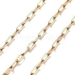 Cadenas de clip de acero inoxidable 304 con recubrimiento al vacío de PVD, Plateado de larga duración, oval, dorado, 5.5x2.5x0.5mm