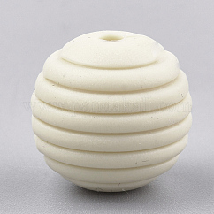 Perle focali in silicone ecologico per uso alimentare, tondo, beige, 15x14mm, Foro: 2 mm