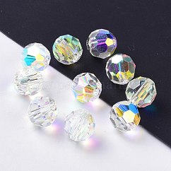 Abalorios de cristal austriaco de imitación, aaa grado, k9 vidrio, facetas (32 facetas), redondo, claro ab, 8mm, agujero: 0.9~1.4 mm
