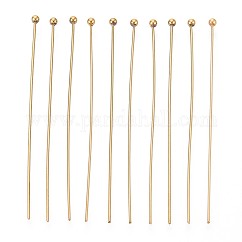 Épingles à tête en acier inoxydable 304, placage ionique (ip), véritable 18k plaqué or, 50mm, tête: 2 mm, 100 pièces / kit