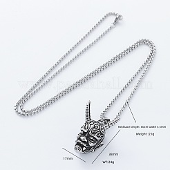 Halskette mit Anhänger in Box-Kette aus japanischer Noh-Maske im Punk-Stil aus Edelstahl 304 für Herren&nbsp;MI4934