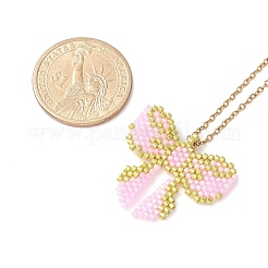 Colliers avec pendentif en forme de nœud papillon et perles de rocaille Miyuki Delica&nbsp;NJEW-MZ00097-01