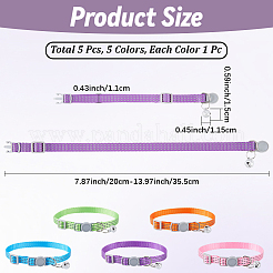 5 collier réfléchissant pour chien en polyamide bicolore avec clochette en fer&nbsp;AJEW-CN0006-03