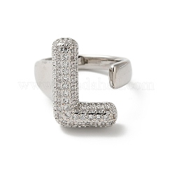 Bague en laiton avec lettres micro pavées&nbsp;RJEW-N046-03L-P
