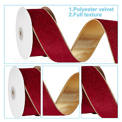 Drahtband aus Polyestersamt&nbsp;SRIB-WH0072-04A