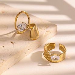 Anelli polsino aperto in acciaio inossidabile 304 con strass per donna&nbsp;WGC538A-01