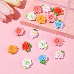 24 Stück 6 Stile undurchsichtige Harzblumen-Cabochons&nbsp;RESI-FS0002-16