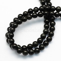 Natürlichen Obsidian runden Perlen Stränge&nbsp;G-S156-4mm