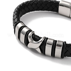 Geflochtene Armbänder aus schwarzem PU-Leder für Herren&nbsp;BJEW-K243-23P