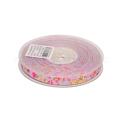 Rubans en gros-grain de polyester imprimés à une face florale&nbsp;SRIB-A011-9mm-240878