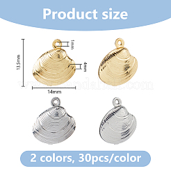 60 Stück 2 Farben 304 Edelstahl-Charms&nbsp;STAS-DC0016-34