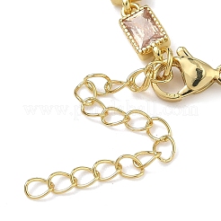 Rechteckige Gliederarmbänder aus Messing mit Zirkonia-Pavé für Damen&nbsp;BJEW-P385-05G-05