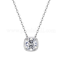 Collana con pendente quadrato in argento sterling e moissanite da 925 carati&nbsp;RU6226
