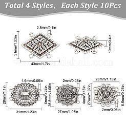 40 Stück 4 Stil tibetischen Stil Legierung Multi-Strang-Verbinder&nbsp;FIND-SC0003-64